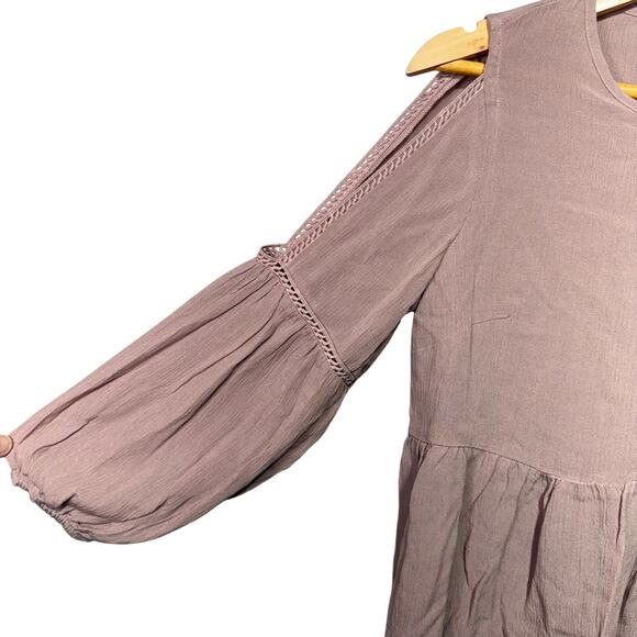 O’Neill Women’s Mauve Cold Shoulder Peplum Top XS Long Sleeve Boho Chic New - Picture 3 of 8
